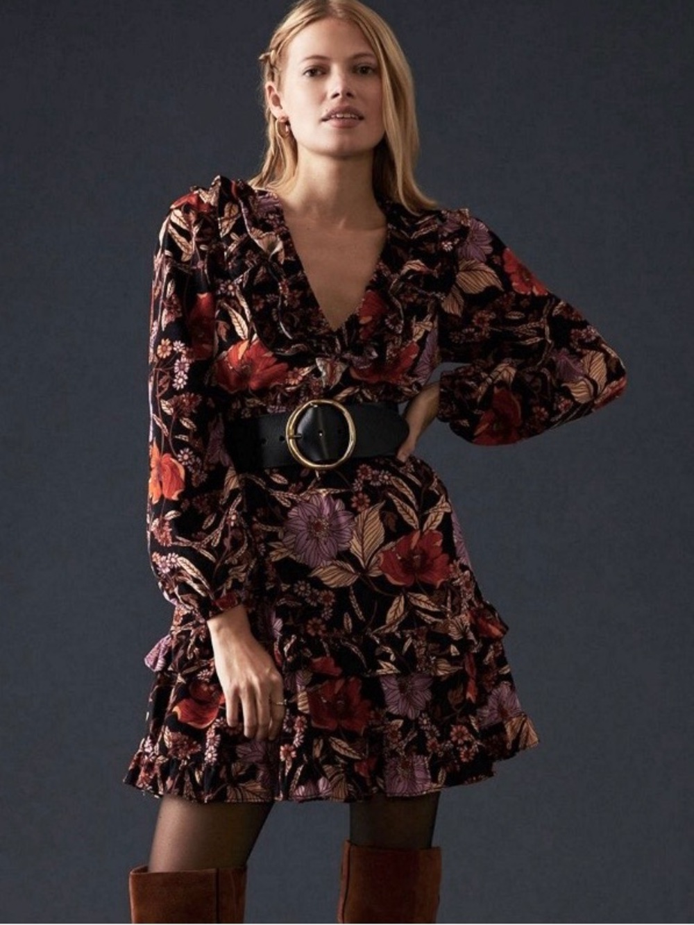 Anthropologie Pilcro Tiered Corduroy Dress Medium